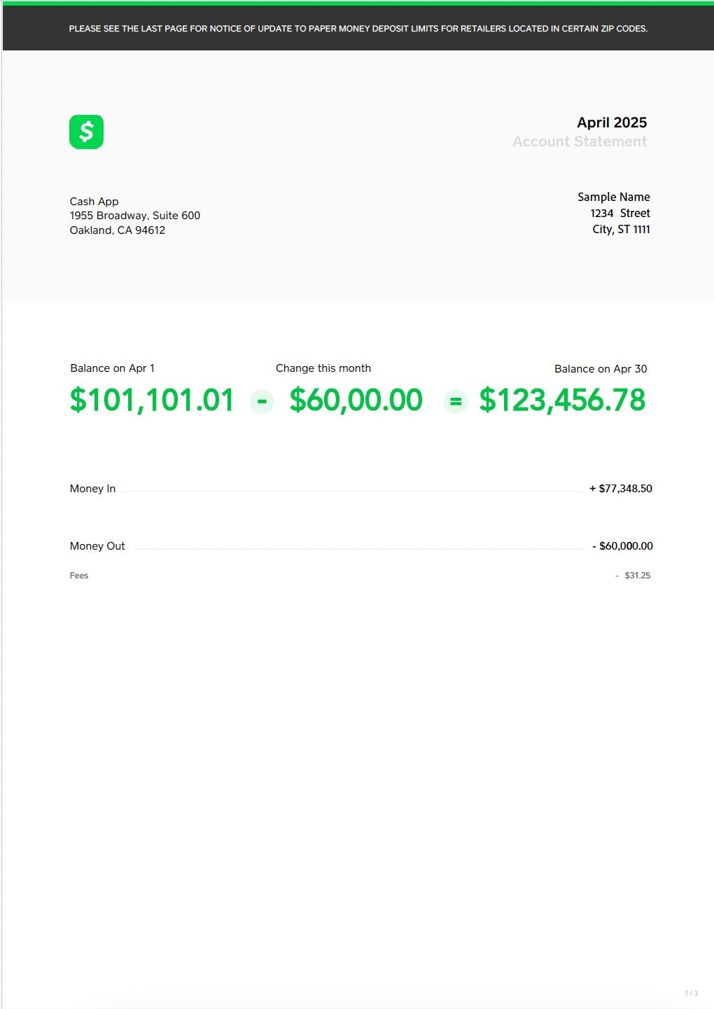 We Create - Bank Statement - Customized - 1 Month - We Do The Work