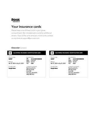 Vehicle Insurance Card Template – Roots | Editable PDF Format