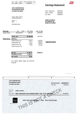 Pay Stub Template – ADP Red Logo | Editable PDF Format