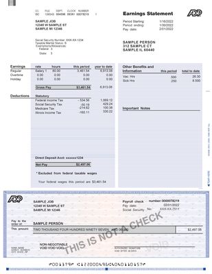 Pay Stub Template – ADP Color Logo | Editable PDF Format