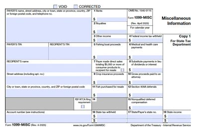 1099 Tax Forms 2025 | Editable PDF - All Pages + Instructions + Color Copy