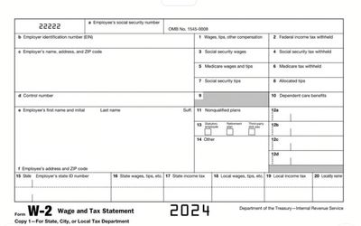 W2 Wage and Tax Statement 2024 | Editable PDF – All Pages + Instructions + Color Copy