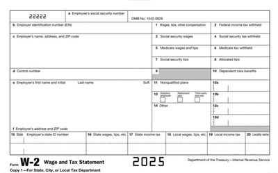 W2 Wage and Tax Statement 2025 | Editable PDF – All Pages + Instructions + Color Copy