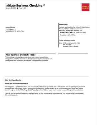 Bank Statement Template – Wells Fargo | Editable PDF Format