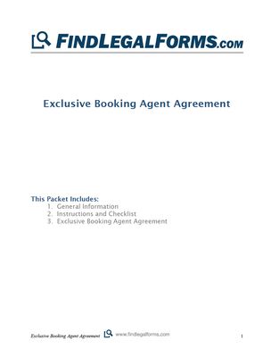 Freelance Exclusive Booking Agent Agreement Template – Artist Contract | Editable PDF Format