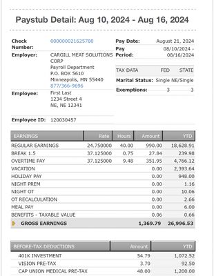 Pay Stub Template – Global Cash Card | Editable PDF Format