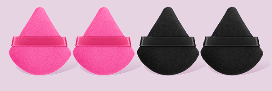 Professional Soft Powder Puffs (Set of 4), Select Colour Combination: 1. Black &amp; Hot Pink