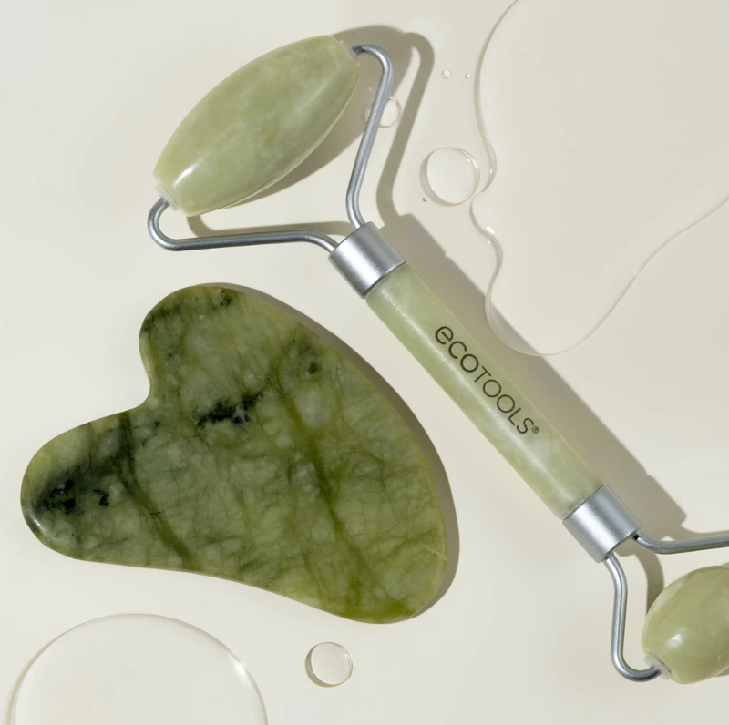 Jade Facial Roller and Gua Sha Stone Duo