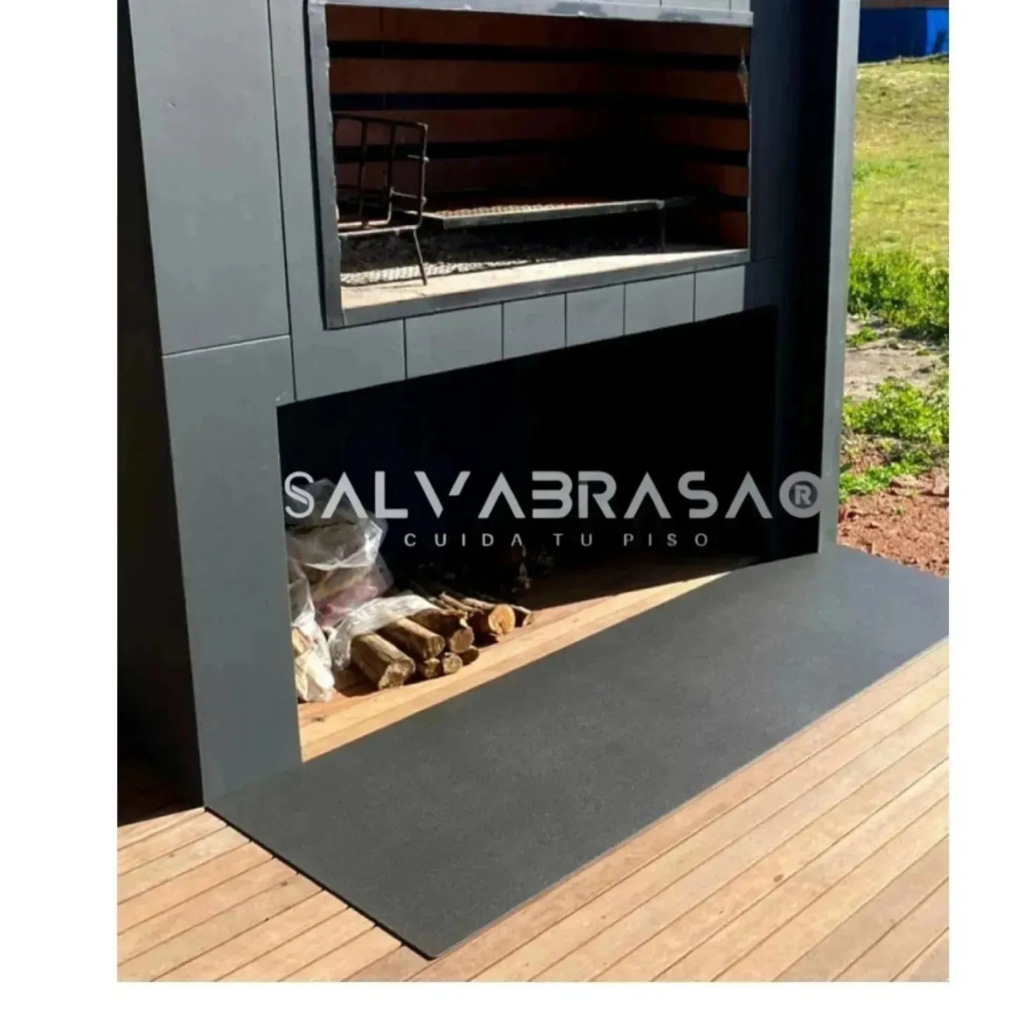 SalvaBrasa frontal protector piso 150x40 Negro Humo