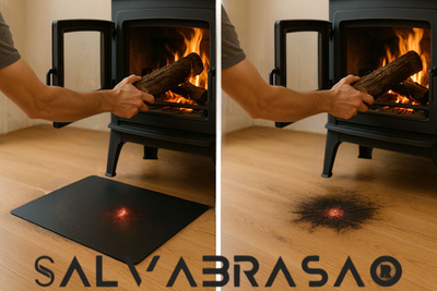  Apoyo Calefactor protector piso salvabrasa 55x60 Gris Carbón 