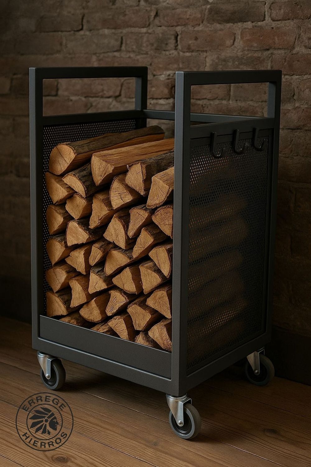 Leñero con Ruedas 55x85x40  Gris Carbon