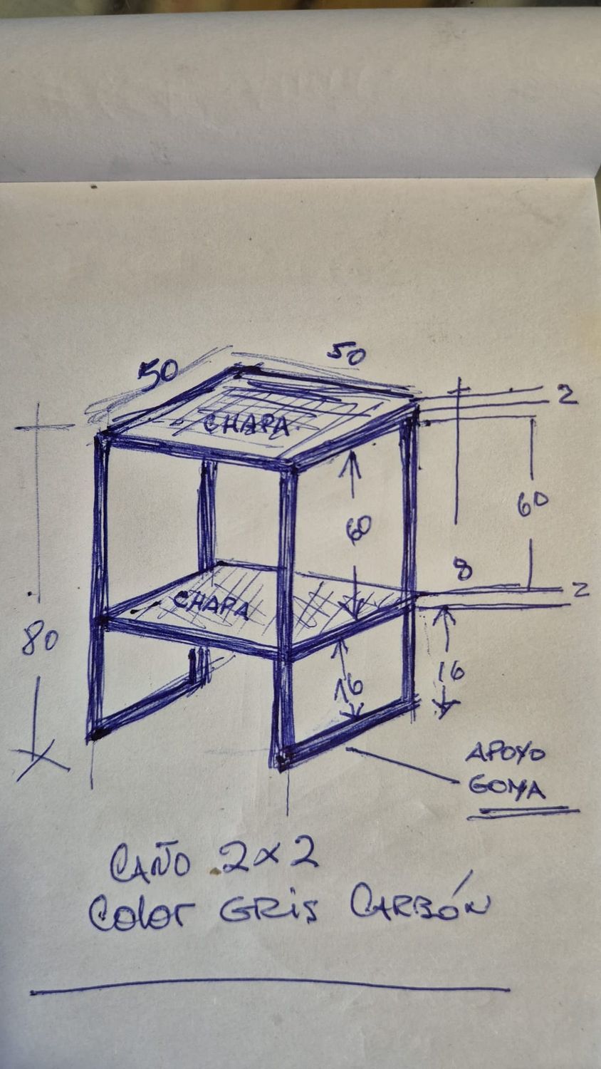 Mesa auxiliar 50x50x80 Gris Carbón