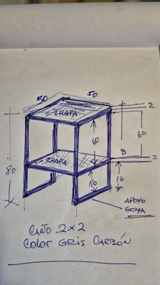 Mesa auxiliar 50x50x80 Gris Carbón