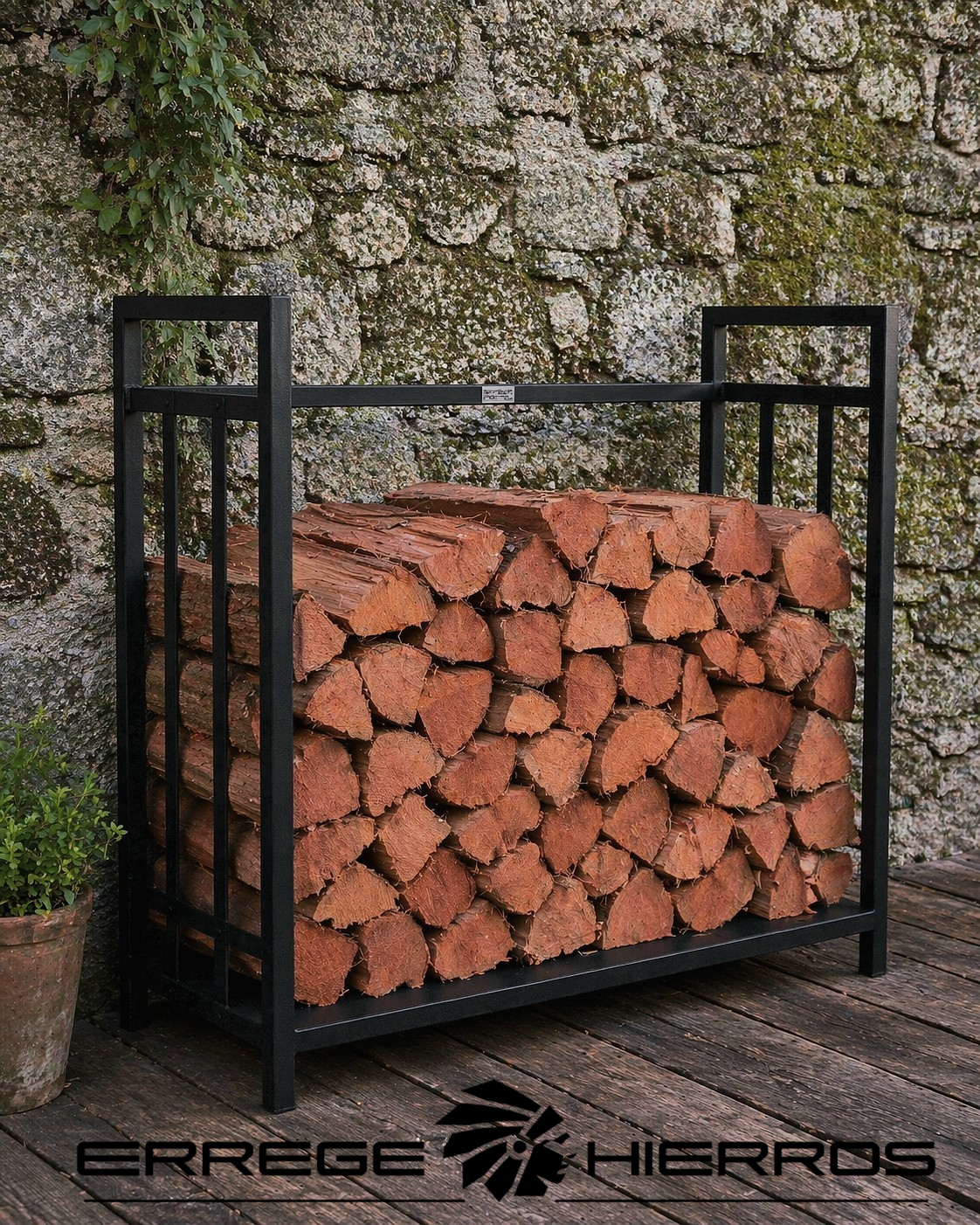  Leñero exterior  Fijo 150x100×42 Negro