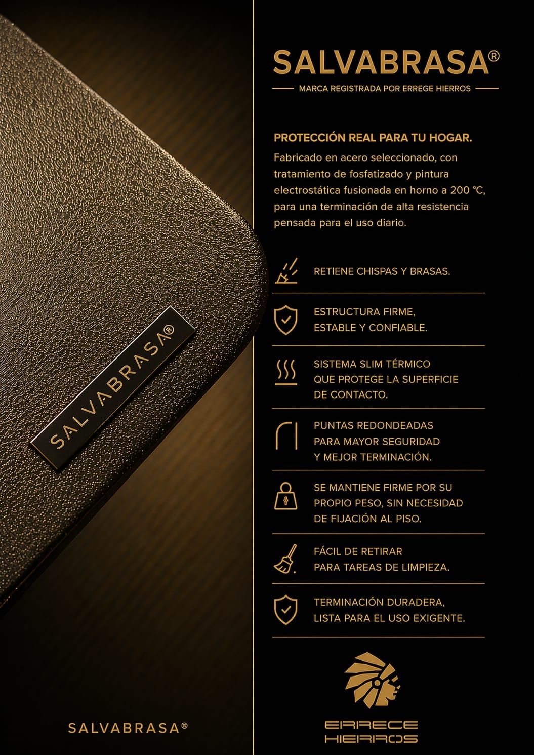 SalvaBrasa Frontal Medida 110x50 Negro Humo