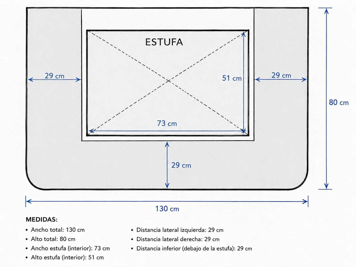 SalvaBrasa forma C 130x80 bandas 29 Negro Humo
