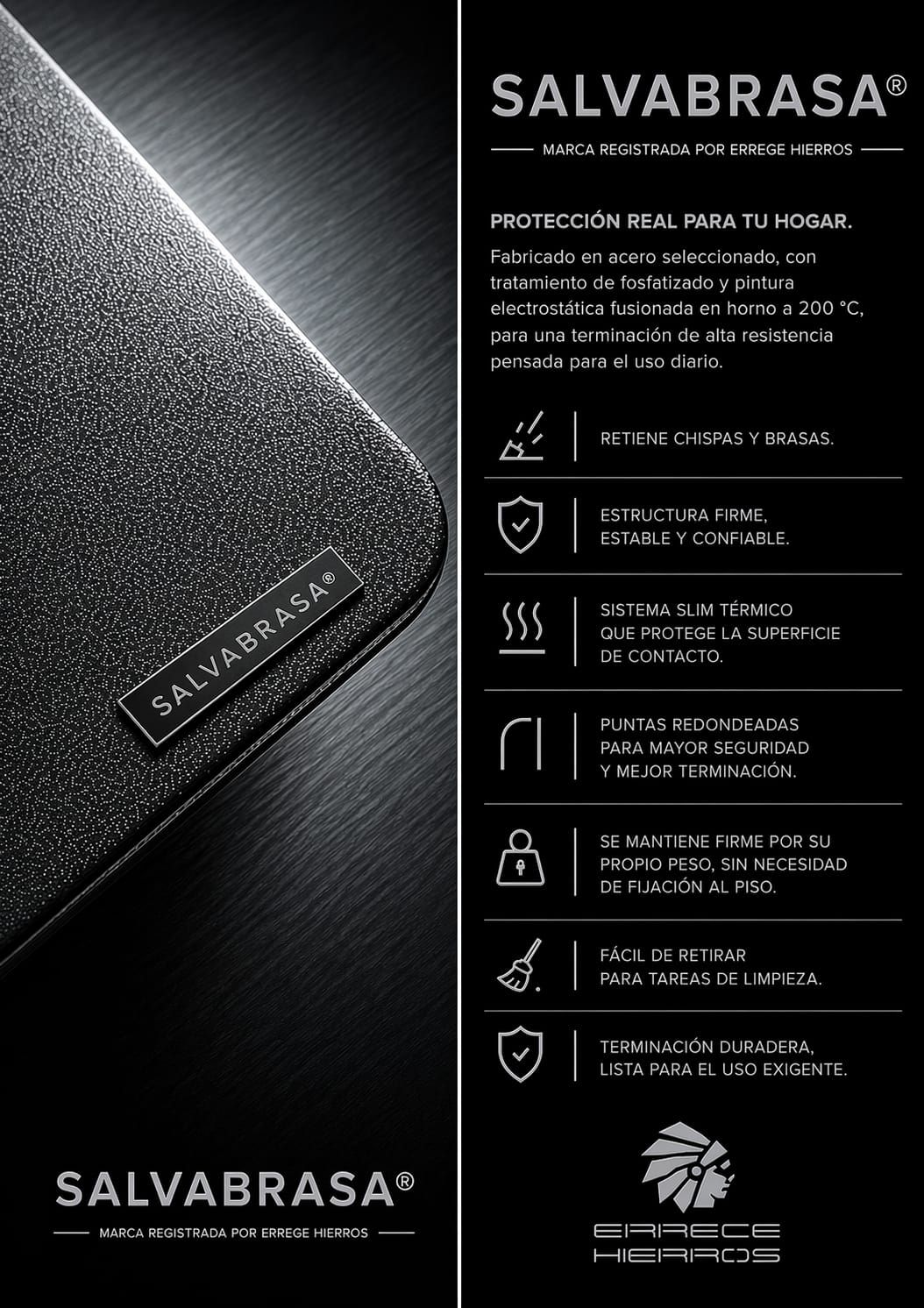 Apoyo SalvaBrasa 80x77 Negro Humo