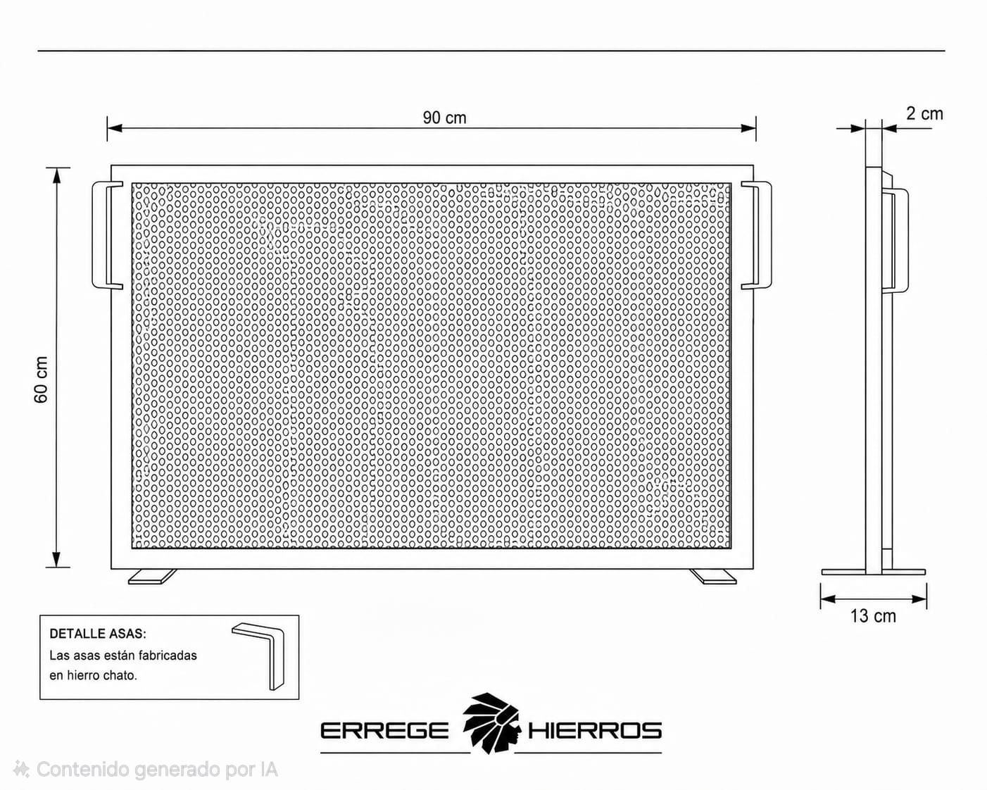 Chispero clásico 90x60 + SalvaBrasa protector frontal Medida 100x50 color Negro Humo