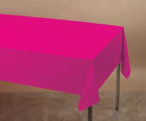 Hot Magenta plastic tablecover 54 inches x 108 inches