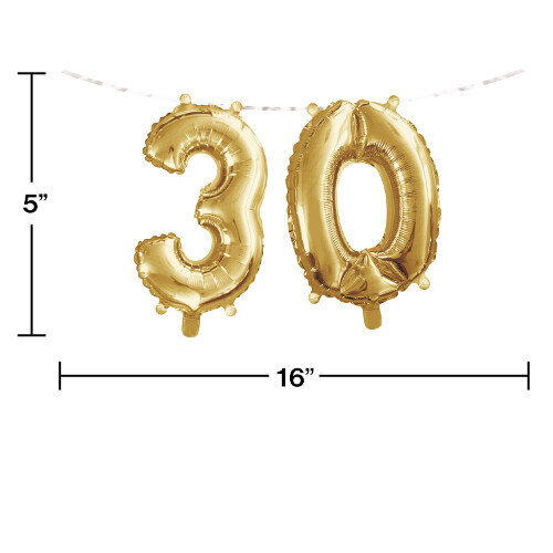 Gold 30th Balloon Banner Air-filled