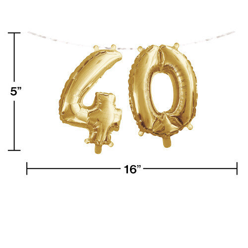 Gold 40th Balloon Banner Air-filled