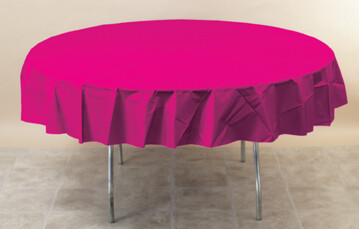 Hot Magenta 82 inch Plastic round tablecover