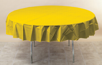 School Bus Yellow 82 inch Plastic round tablecover