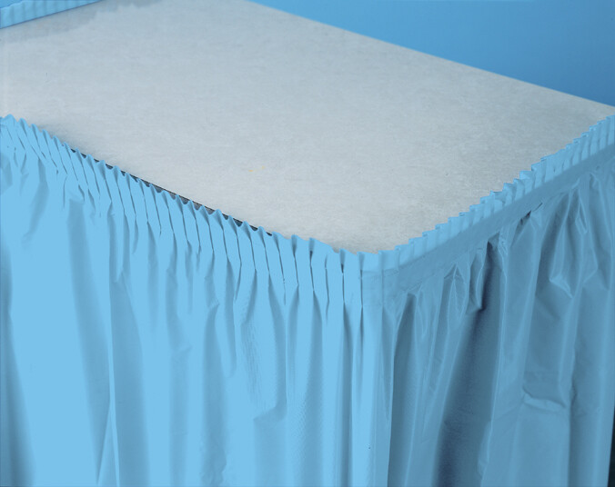 Pastel Blue plastic tableskirt 14 feet x 29 inches