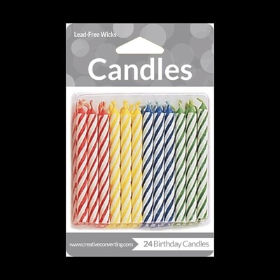 Assorted Primaries Candy Stripe Candles-DS