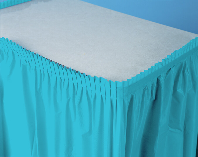 Bermuda Blue Plastic Tableskirt 14 feet x 29 inches