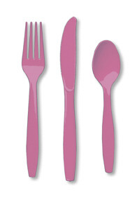 Candy Pink premium 24 count assorted cutlery