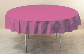 Candy Pink 82 inch Plastic round tablecover