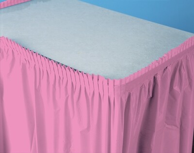 Candy Pink plastic tableskirt 14 feet x 29 inches