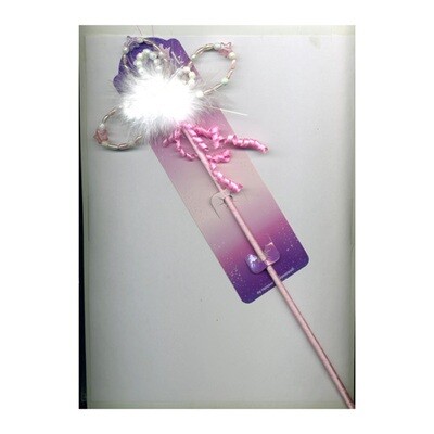 Princess Pink Jeweled Wand with white Marabou-B524