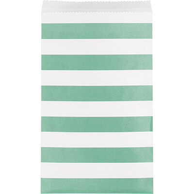 Paper Treat Bags Medium Mint Stripe