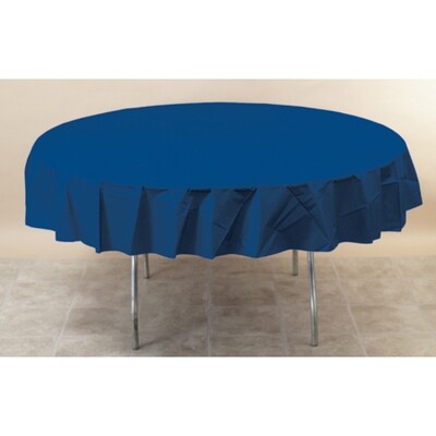 Navy 82 inch Plastic round tablecover