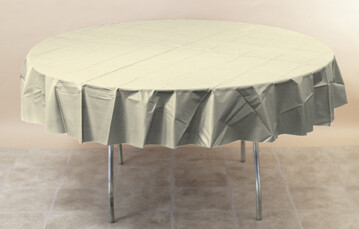 Ivory 82 inch Plastic round tablecover