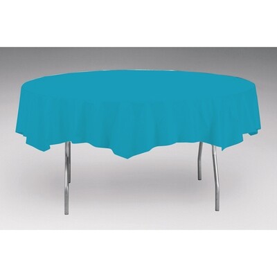 Turquoise 82 inch Plastic round tablecover