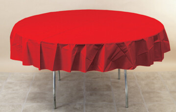 Classic Red 82 inch Plastic round tablecover