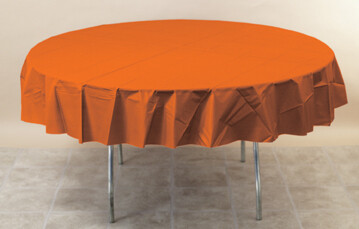 Sunkissed Orange 82 inch Plastic round tablecover