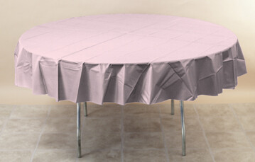 Classic Pink 82 inch Plastic round tablecover