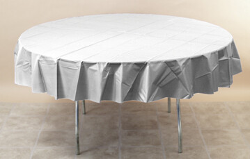 White 82 inch paper poly round tablecover