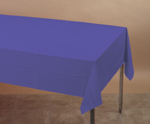 Purple plastic tablecover 54 inches x 108 inches