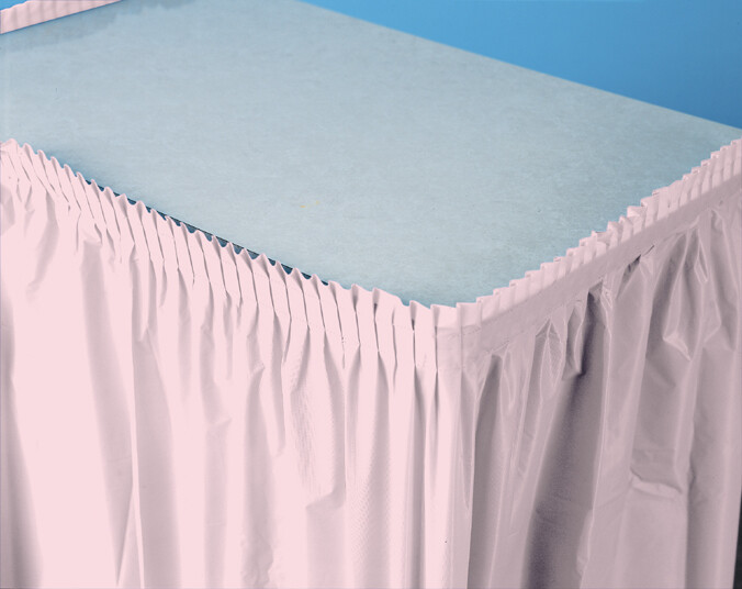 Classic Pink plastic tableskirt 14 feet x 29 inches