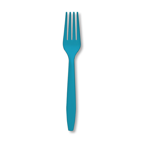Turquoise premium plastic fork 24 count