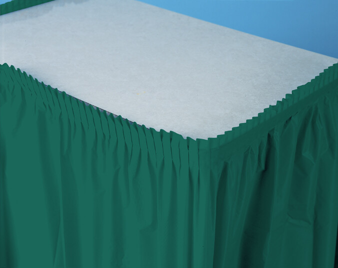 Hunter Green plastic tableskirt 14 feet x 29 inches