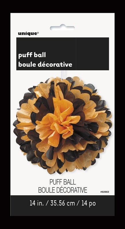 Black/Orange 14" Puff Decor-Unique