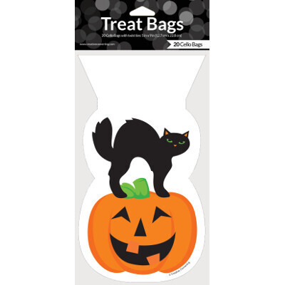 Black Cat Shaped Cello Bags with Twist Ties