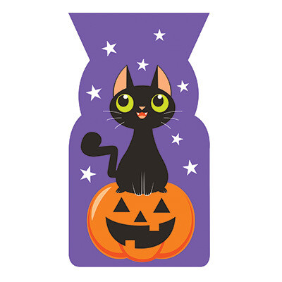 Purple Black Cat Shaped Cello Bags with Twist Ties