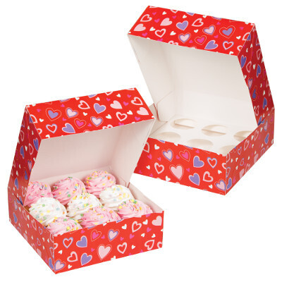 Hearts Cupcake Box